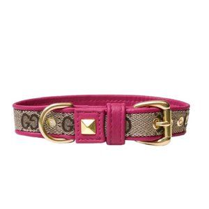 Repurposed Hot Pink Gucci Dog Collar Med N 12”-14”